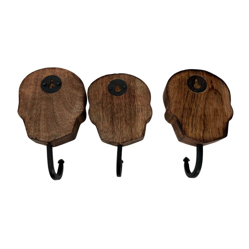 Halloween Skull Rustic Wood Hook Hangers - Picture 7 of 13